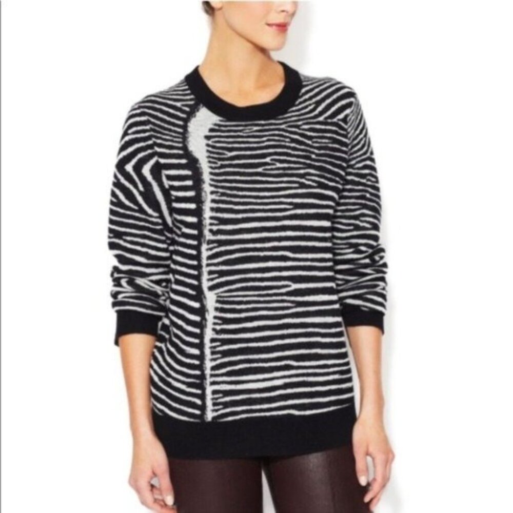 A.L.C. Cayero Open Back Zebra Print Wool Sweater - image 2